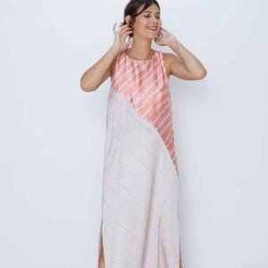 NWT Zara Asymetrical Stripe Sleeveless Midi Dress